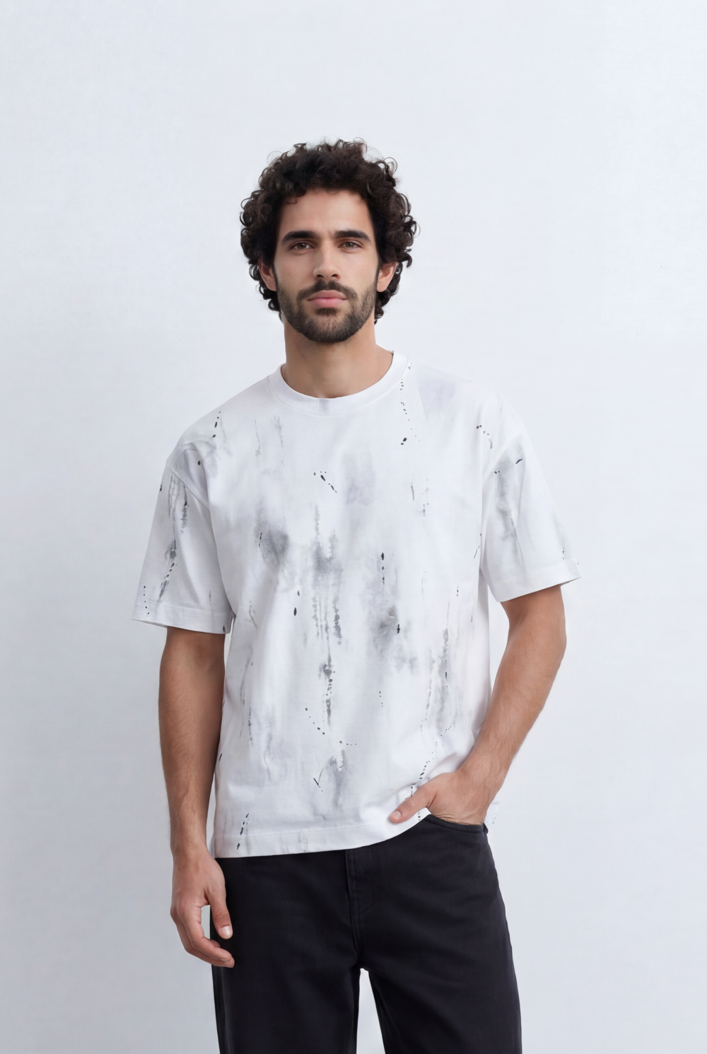 Men’s Tomato Store Abstract Wash Tee Smudge Effect Surface Minimal Grunge Texture Relaxed