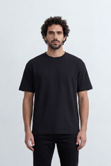 Men’s Tomato Store Debris Splash Back Print T-Shirt Texture Solid Dyed Surface Front Minimal Finish Large Back Typography Relaxed Fit