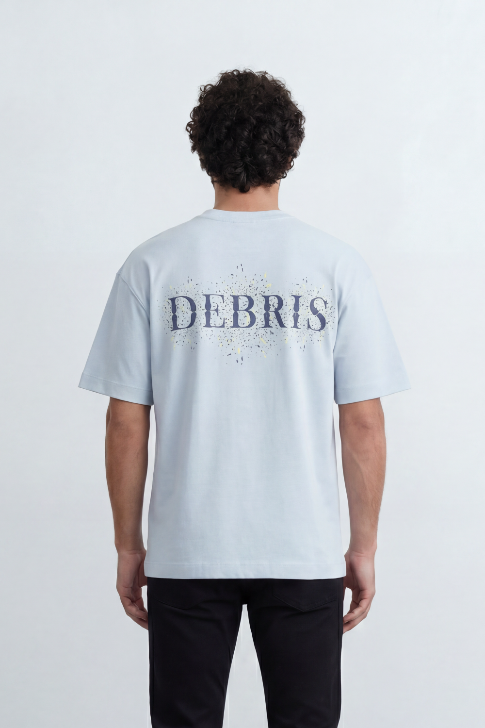 Men’s Tomato Store Debris Splash Back Print T-Shirt Texture Solid Dyed Surface Front Minimal Finish Large Back Typography Relaxed Fit