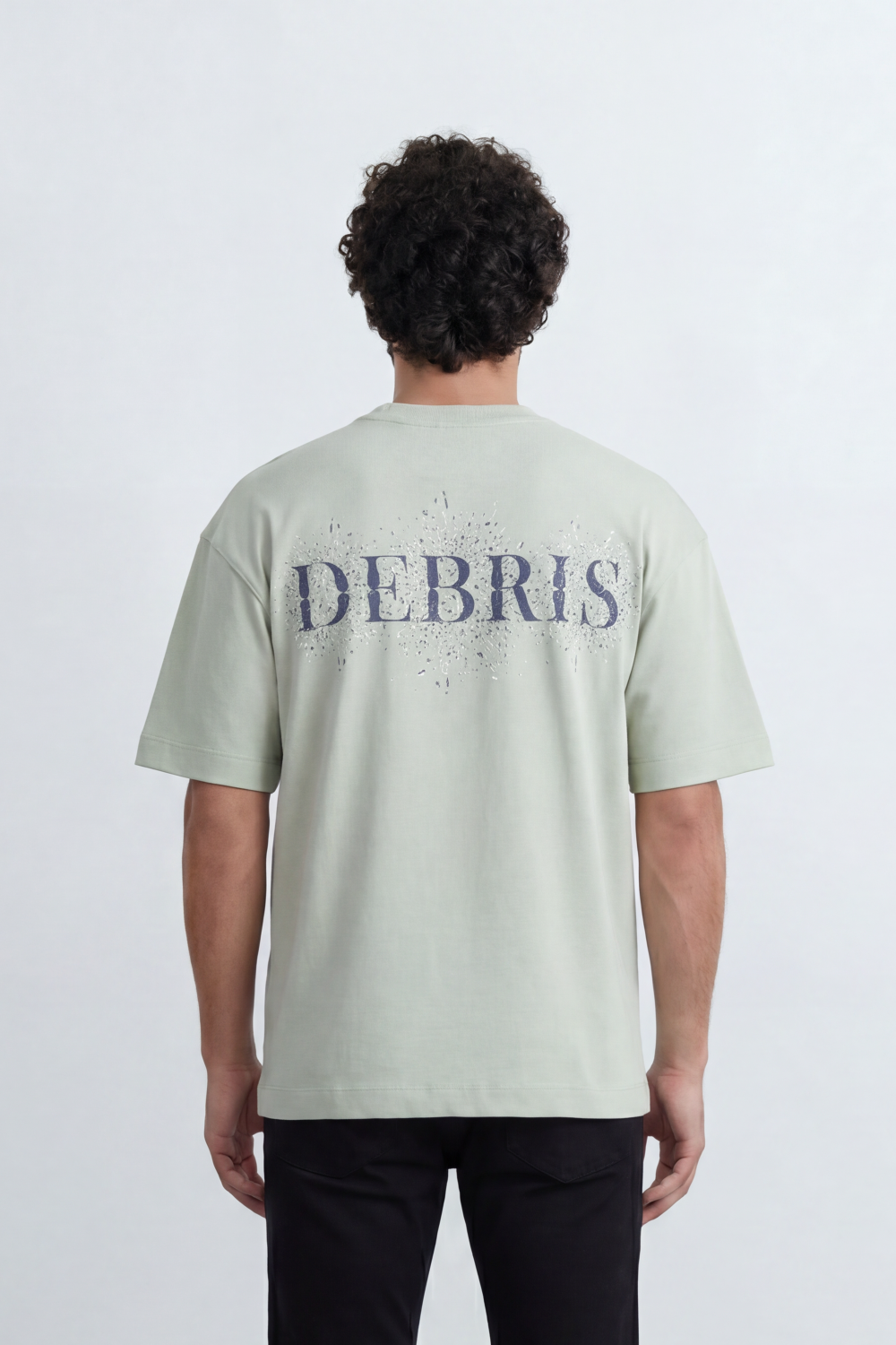 Men’s Tomato Store Debris Splash Back Print T-Shirt Texture Solid Dyed Surface Front Minimal Finish Large Back Typography Relaxed Fit
