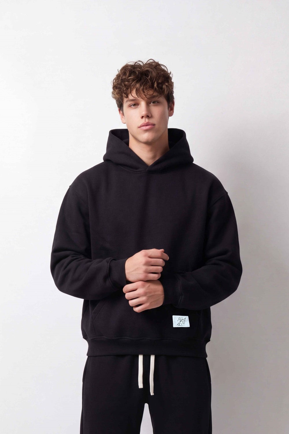 Men's Tomato Store Winter Fleece Outfit Hooded Long Sleeve Design Contrast Drawstring Detail Regular Fit