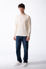Men's Long Sleeve Smooth Knit Ribbed Crew Neck Versatile Modern Look Basic T-Shirt