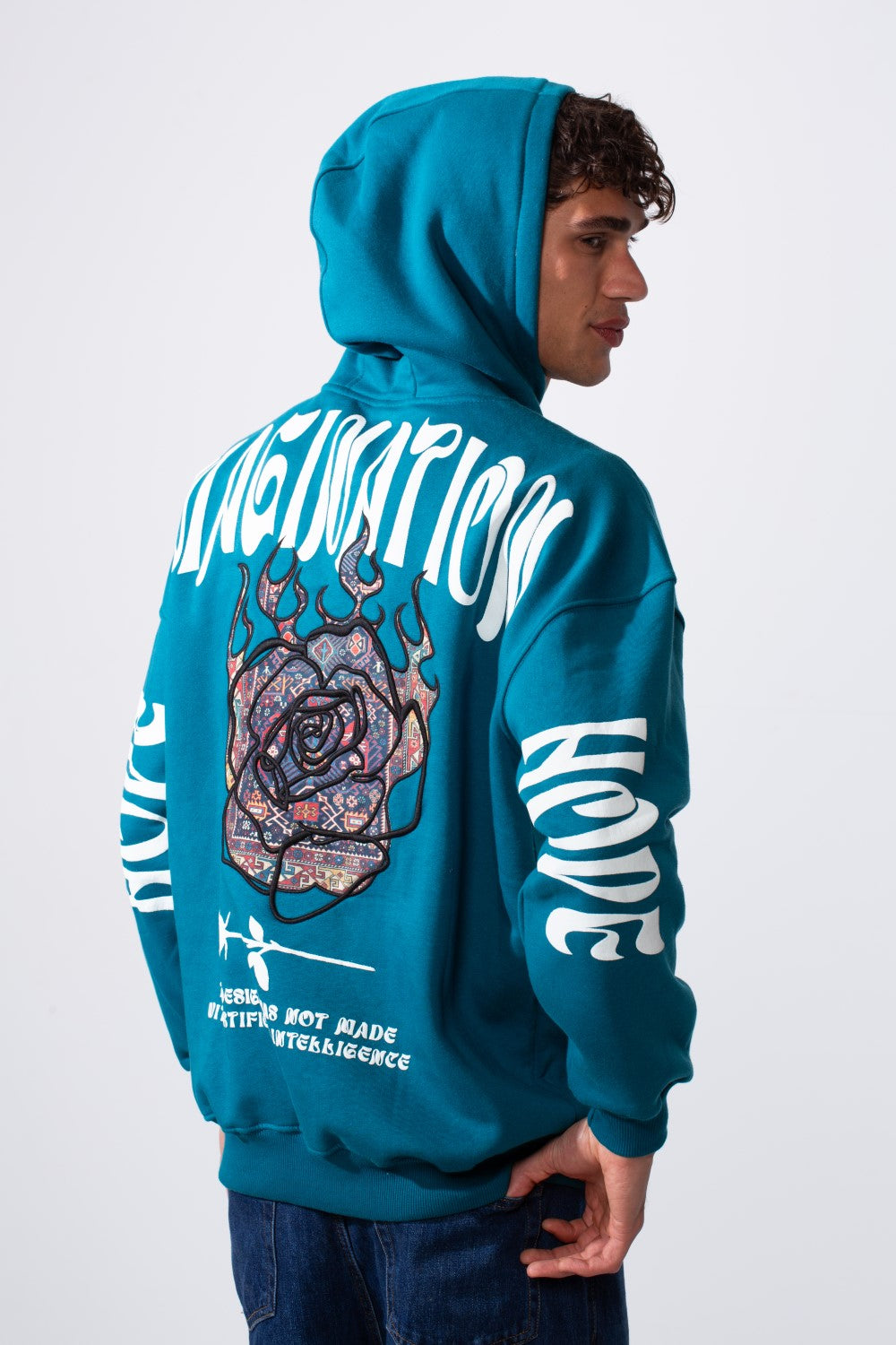 Men's Artistic Back Graphic Print Regular Fit Hood Sweatshirt