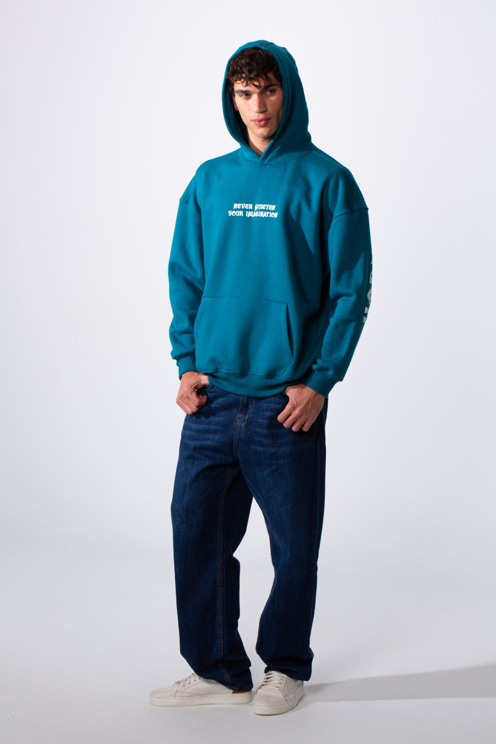 Men's Artistic Back Graphic Print Regular Fit Hood Sweatshirt