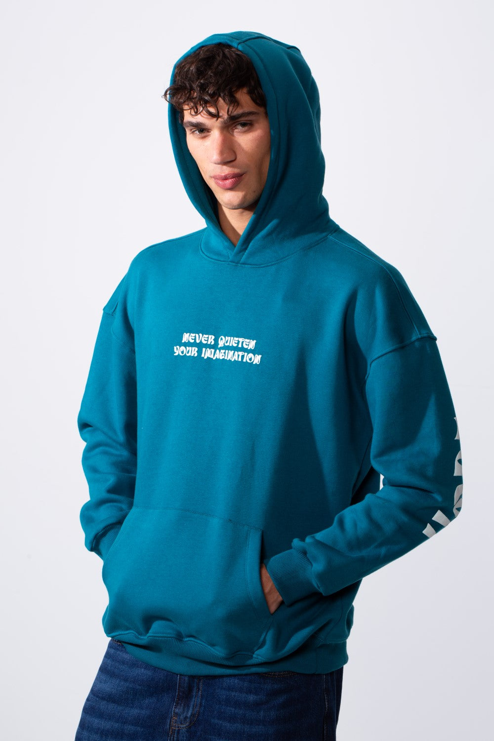 Men's Artistic Back Graphic Print Regular Fit Hood Sweatshirt