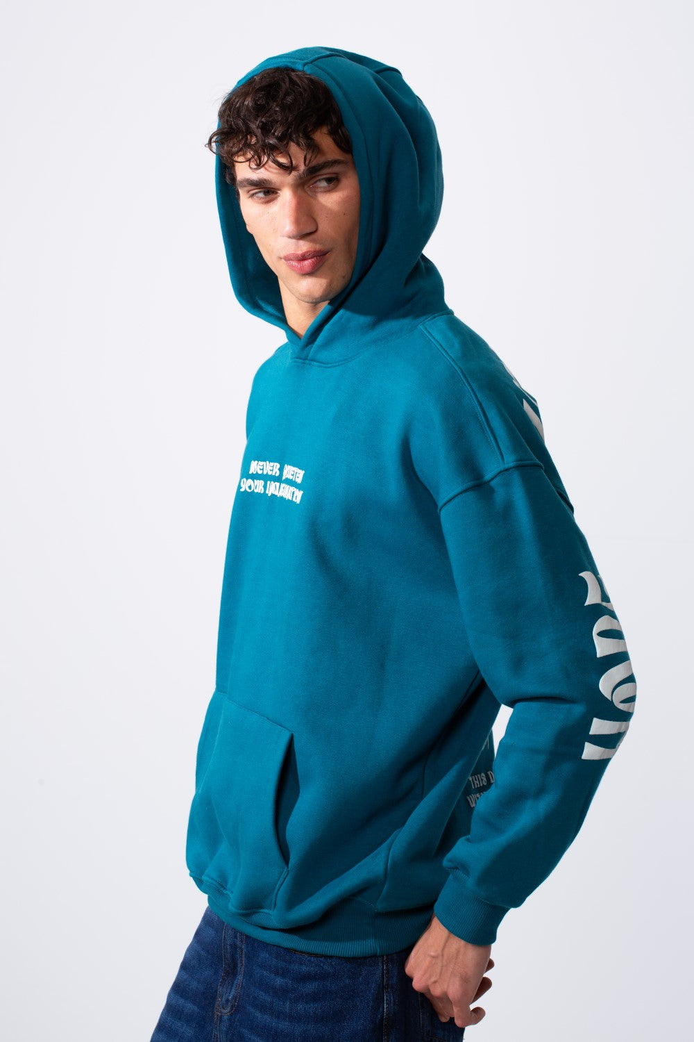 Men's Artistic Back Graphic Print Regular Fit Hood Sweatshirt