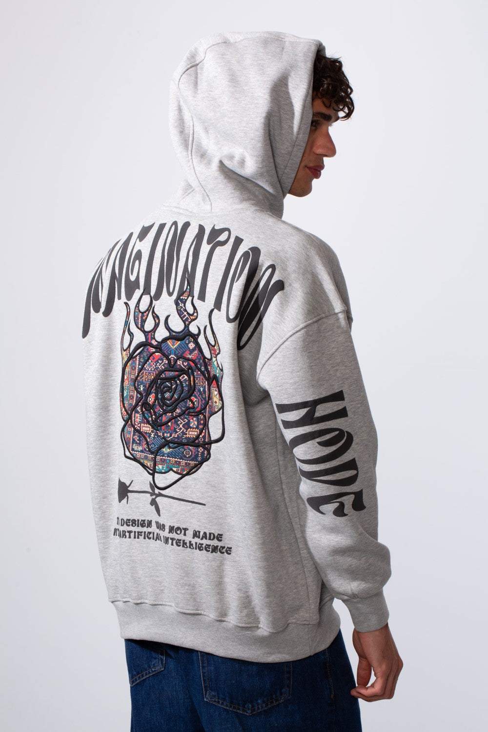 Men's Artistic Back Graphic Print Regular Fit Hood Sweatshirt