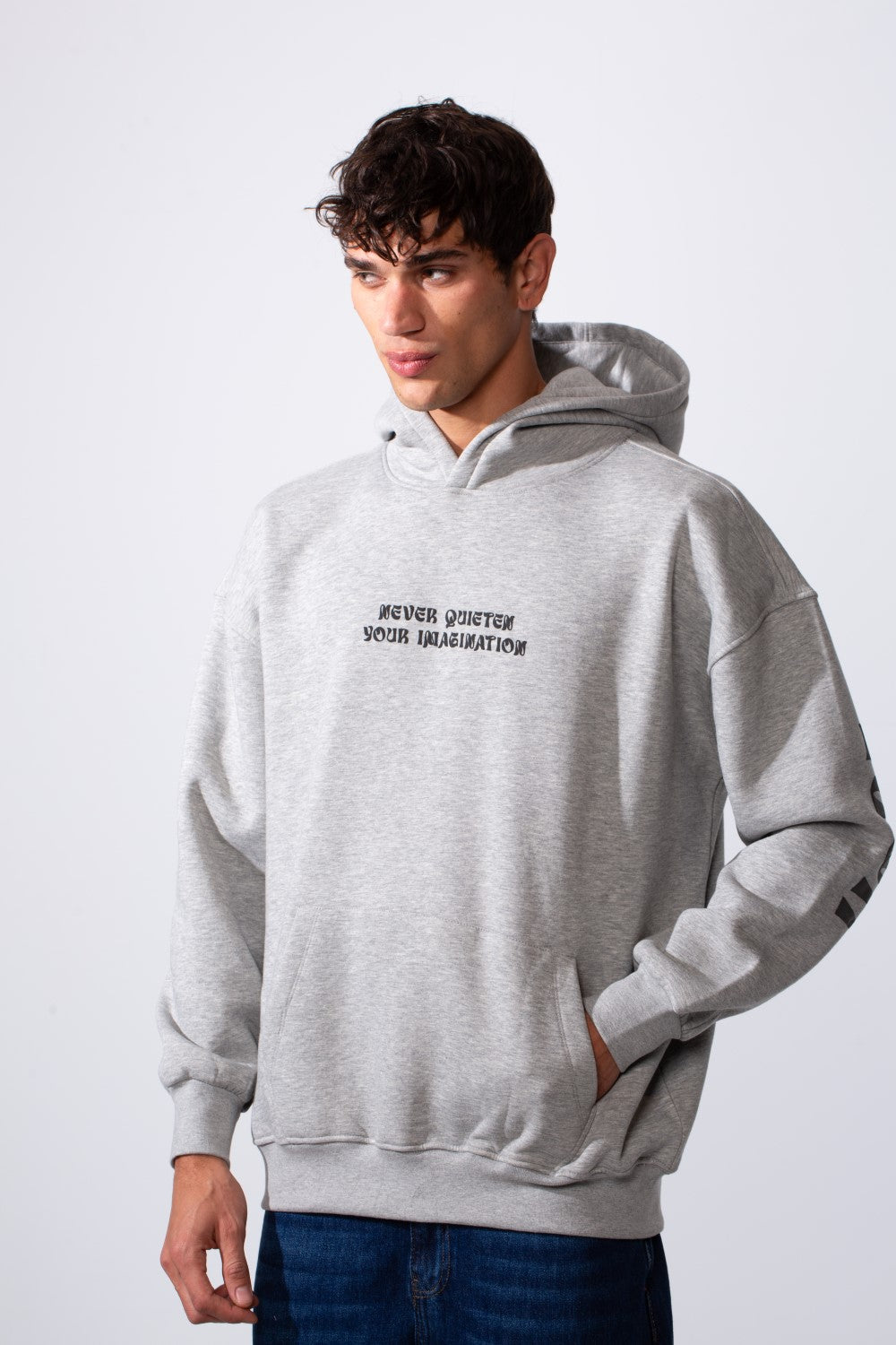 Men's Artistic Back Graphic Print Regular Fit Hood Sweatshirt