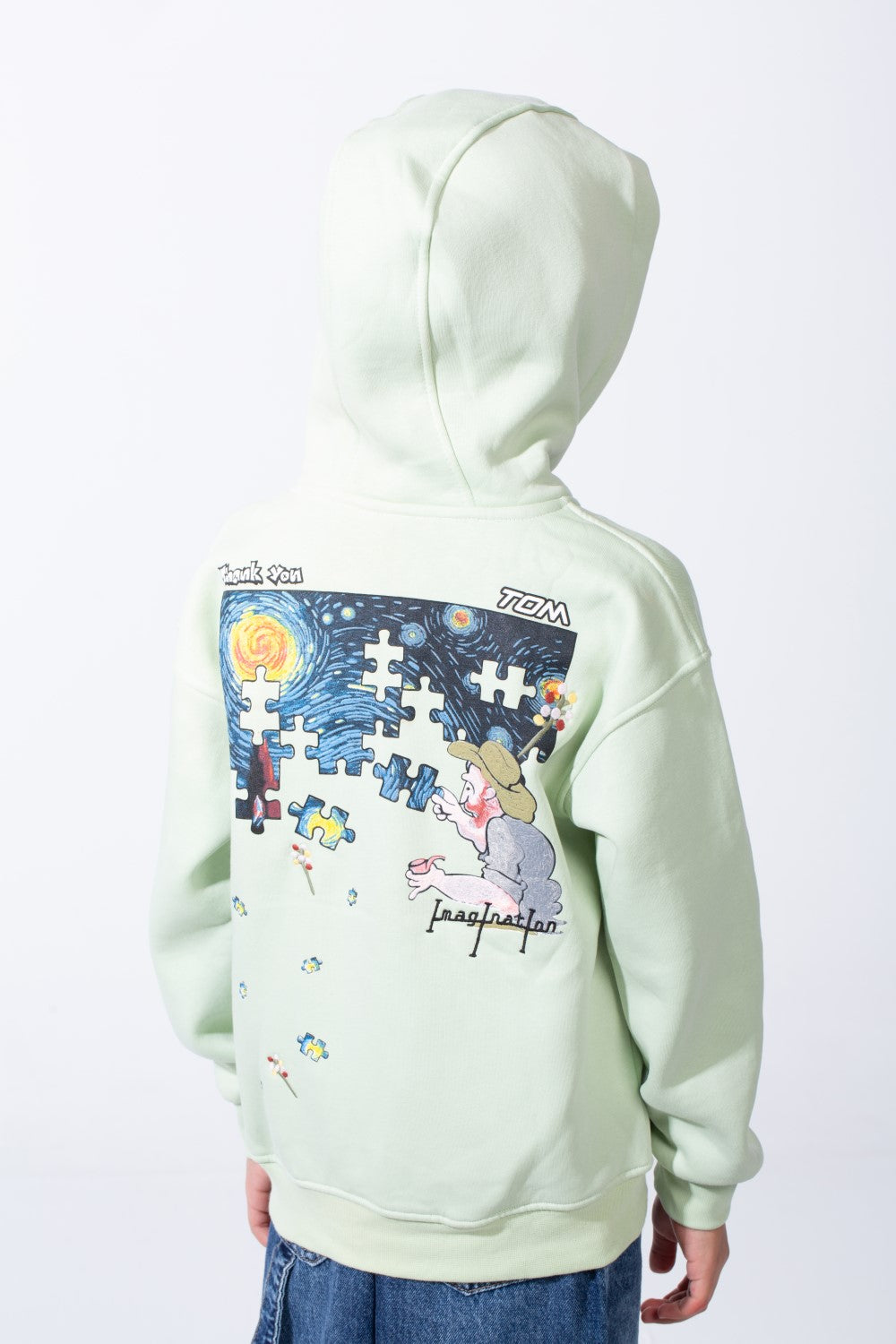 Boy's Back Graphic Print Melton Slim Fit Full Front Zip Hood Sweatshirt With Pockets