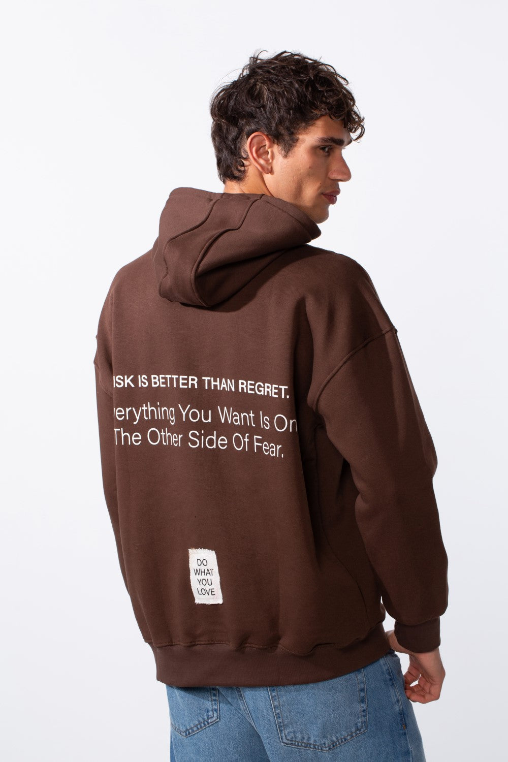 Men's Oversized Melton Text Print Everyday Hood Sweatshirt