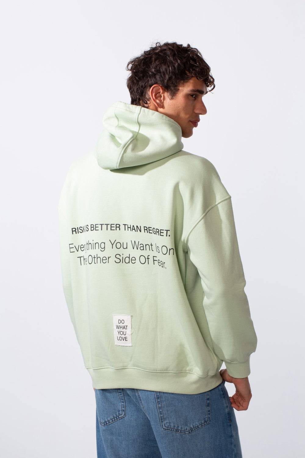 Men's Oversized Melton Text Print Everyday Hood Sweatshirt