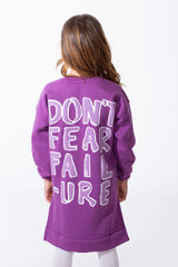 Girl's Oversized Crew Neck Elasticated Cuffs Puff-Print Graphic Everyday Wear Sweatshirt