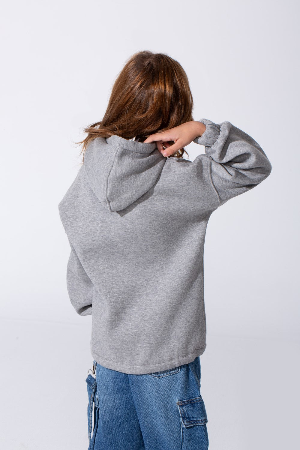Girl's Oversized Melton Hooded Sweatshirt With A Comfortable Modern Fit