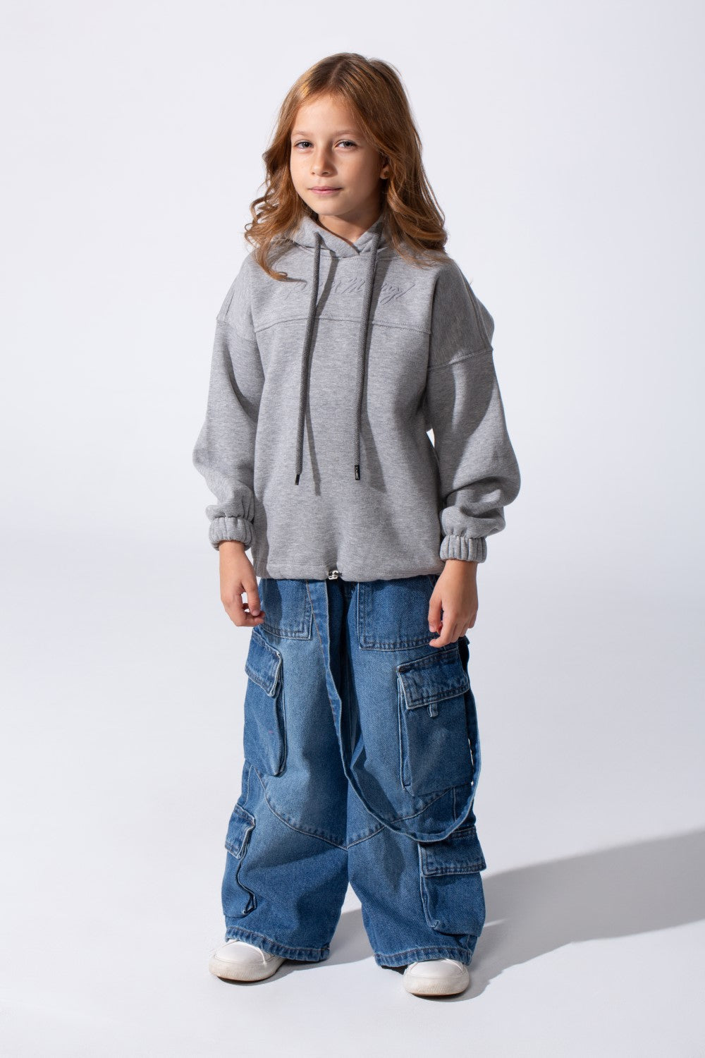 Girl's Oversized Melton Hooded Sweatshirt With A Comfortable Modern Fit