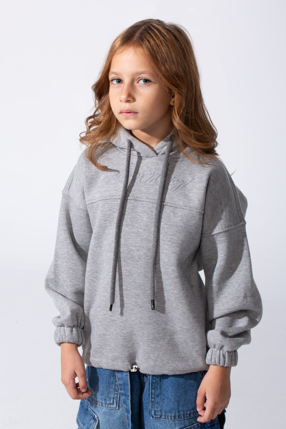 Girl's Oversized Melton Hooded Sweatshirt With A Comfortable Modern Fit