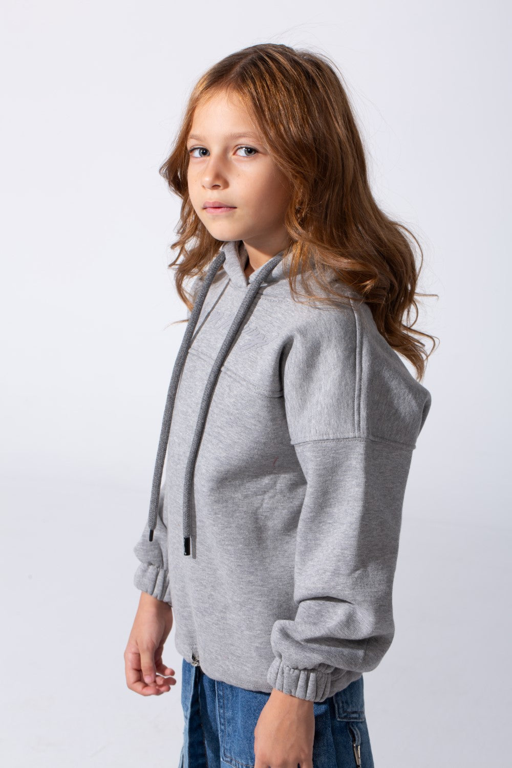 Girl's Oversized Melton Hooded Sweatshirt With A Comfortable Modern Fit