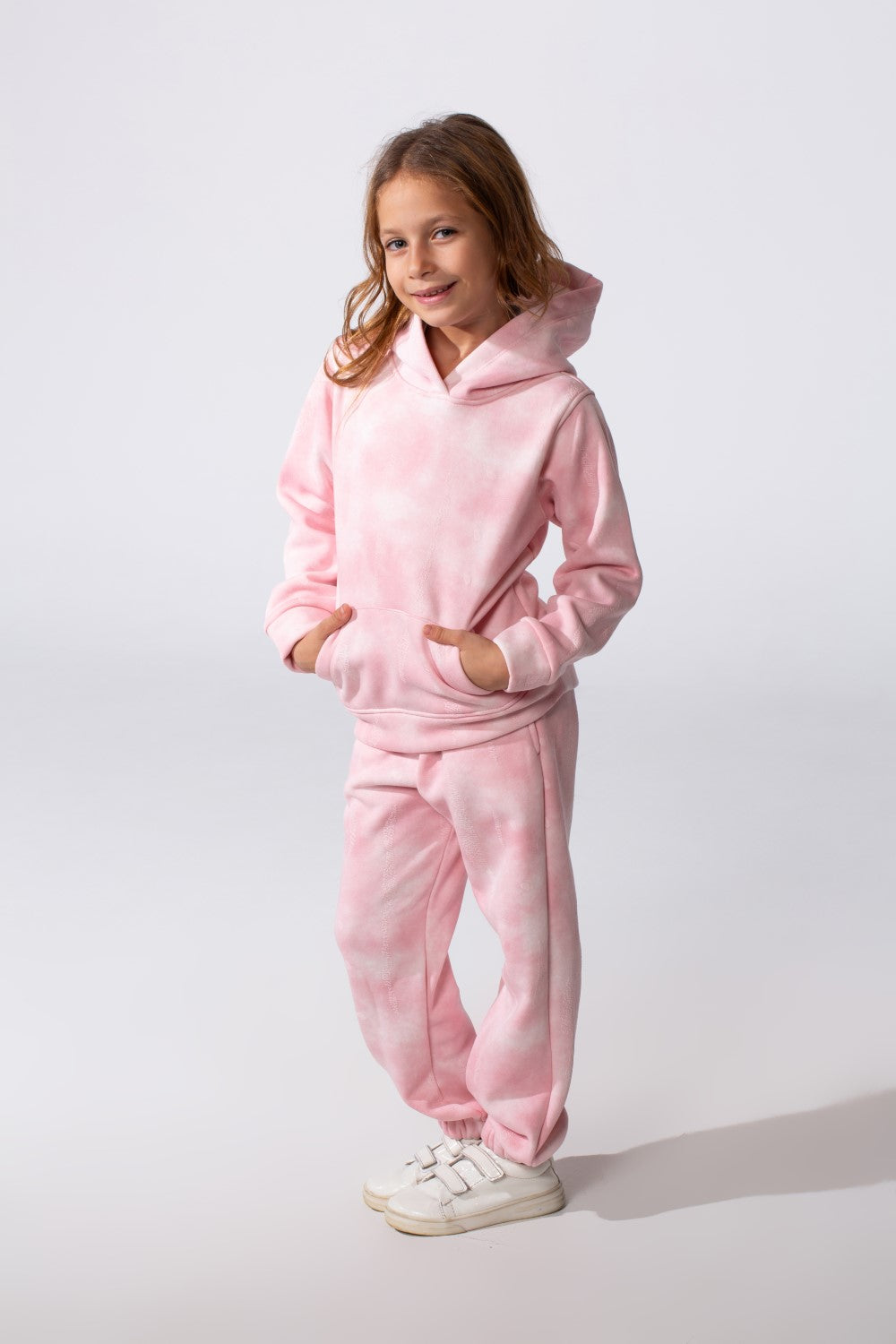 Girl's Tie Dye Slim Fit Melton Comfortable Outfit Set