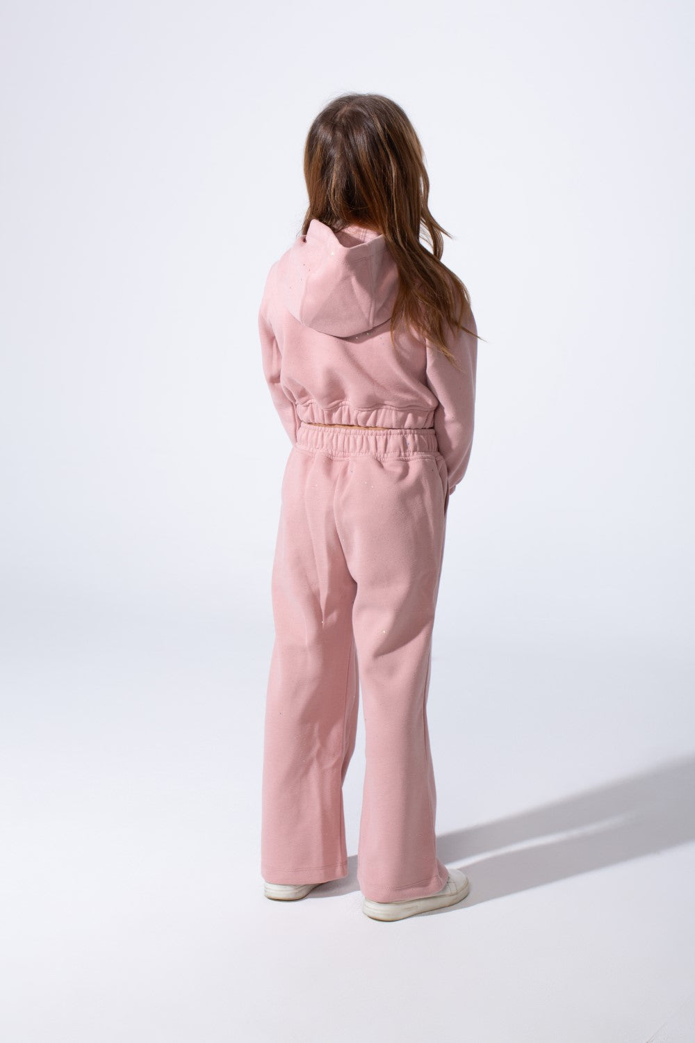 طقم ملبن مريح مكون من قطعتين للفتيات بقصة قصيرة وأكمام طويلة وأساور مطاطية وتصميم أنيق وبسيط