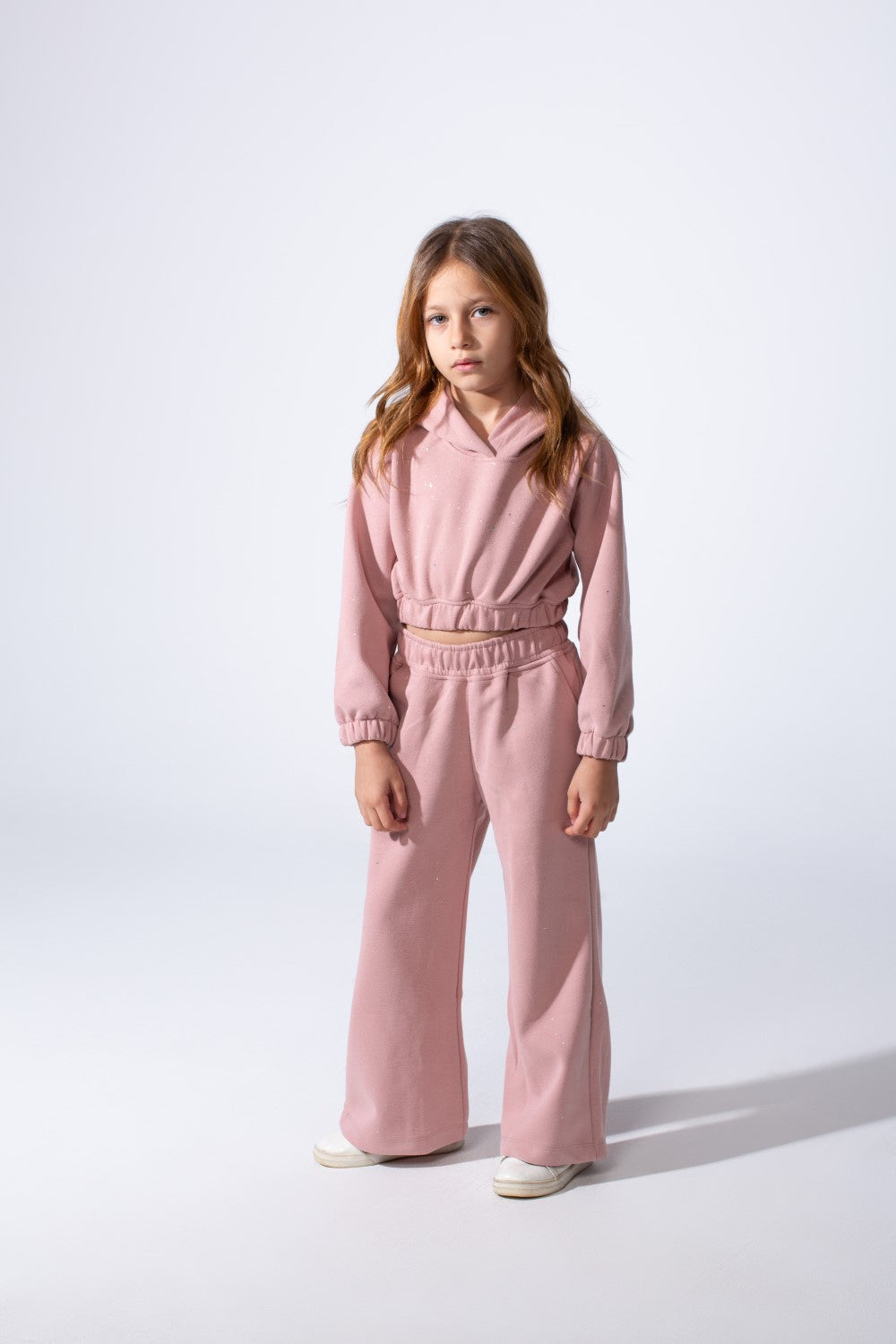 طقم ملبن مريح مكون من قطعتين للفتيات بقصة قصيرة وأكمام طويلة وأساور مطاطية وتصميم أنيق وبسيط