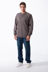 Men's Practical Ribbed Fabric Round Neckline Long Sleeve Basic Perfect For Layering Slim Fit Pullover