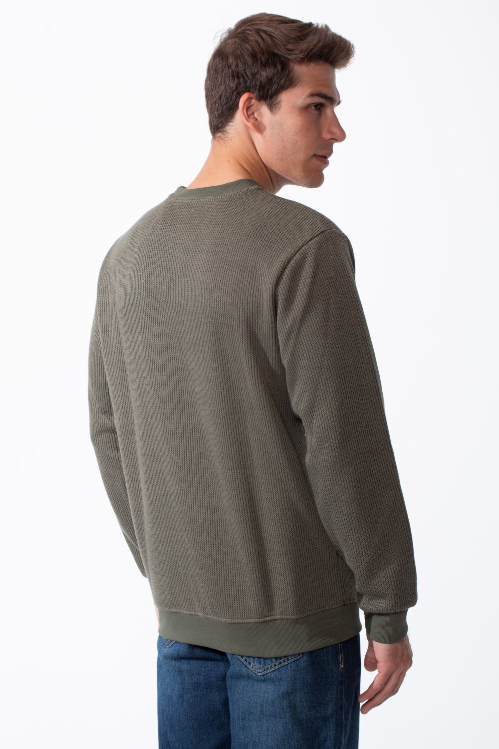 Men's Practical Ribbed Fabric Round Neckline Long Sleeve Basic Perfect For Layering Slim Fit Pullover