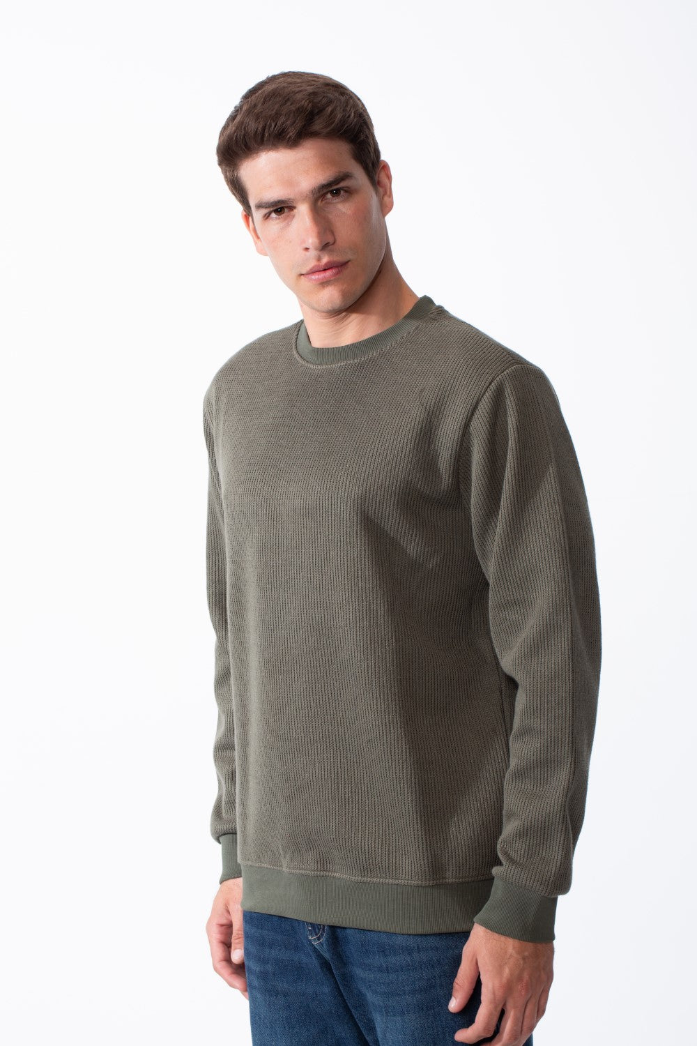Men's Practical Ribbed Fabric Round Neckline Long Sleeve Basic Perfect For Layering Slim Fit Pullover