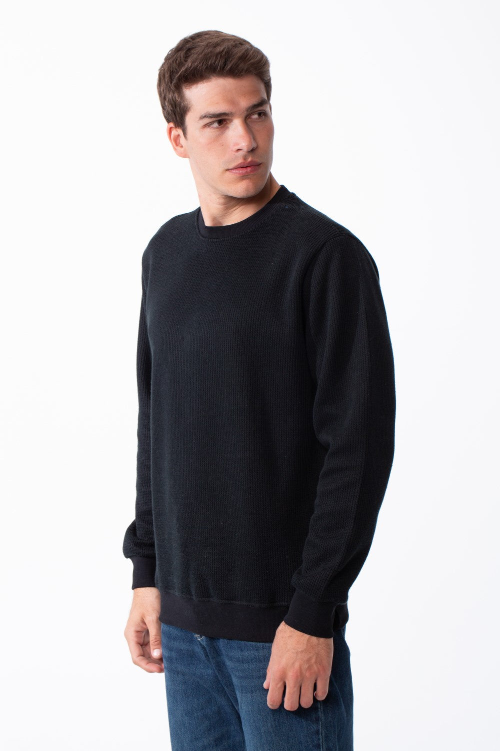 Men's Practical Ribbed Fabric Round Neckline Long Sleeve Basic Perfect For Layering Slim Fit Pullover