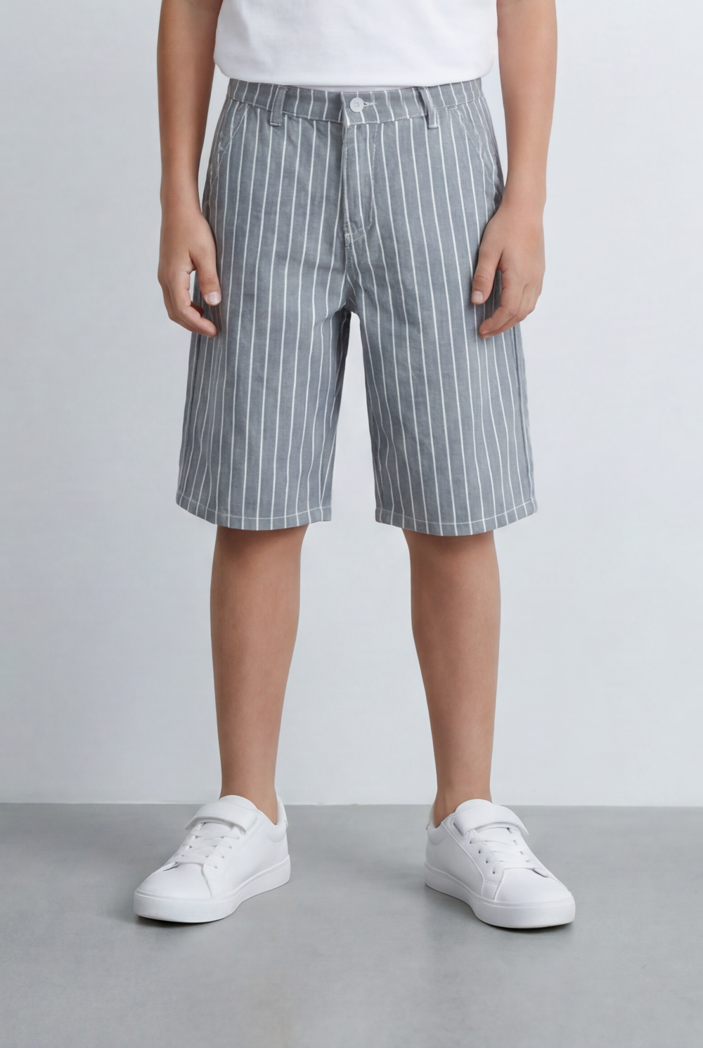 Boy’s Tomato Store Striped Shorts Clean Vertical Stripe Pattern Tailored