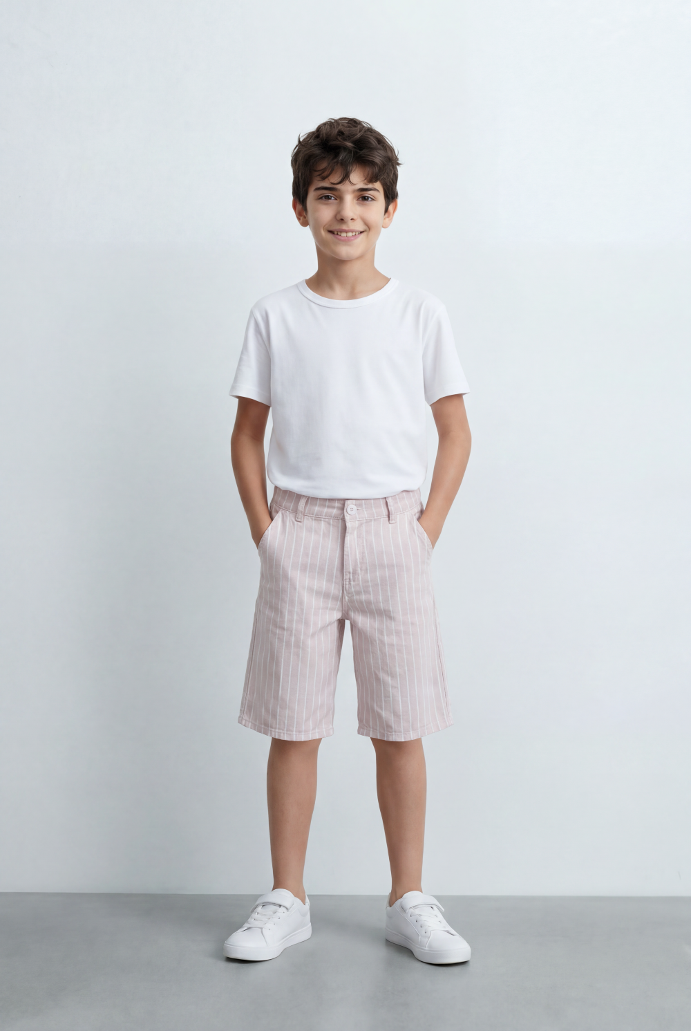 Boy’s Tomato Store Striped Shorts Clean Vertical Stripe Pattern Tailored