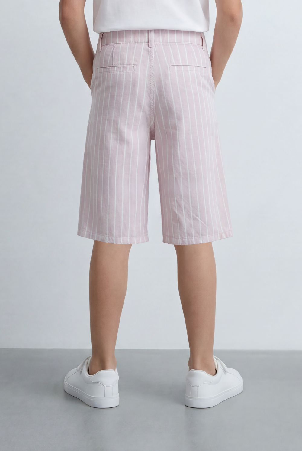 Boy’s Tomato Store Striped Shorts Clean Vertical Stripe Pattern Tailored