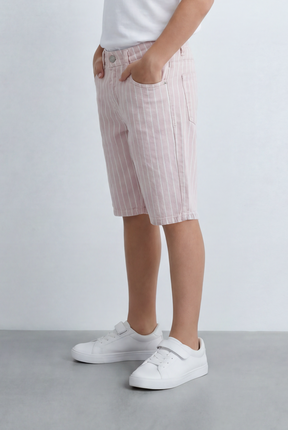 Boy’s Tomato Store Striped Shorts Clean Vertical Stripe Pattern Tailored