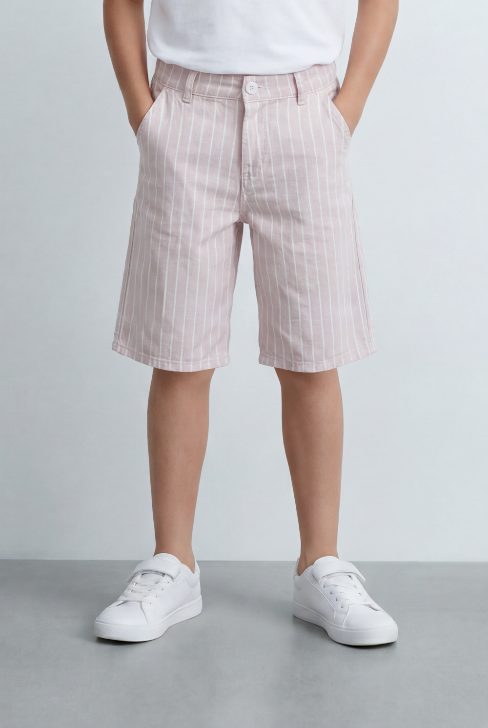 Boy’s Tomato Store Striped Shorts Clean Vertical Stripe Pattern Tailored