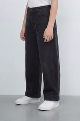 Girl's Tomato Store Curve Panel Barrel Pants Washed Grain Surface Runs Through The Body Curved Side Seams Wide Leg Shape