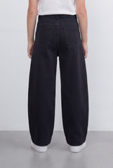 Girl's Tomato Store Curve Panel Barrel Pants Washed Grain Surface Runs Through The Body Curved Side Seams Wide Leg Shape
