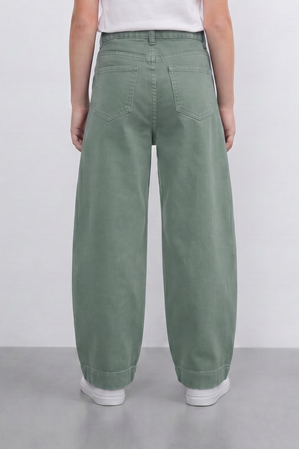 Girl's Tomato Store Curve Panel Barrel Pants Washed Grain Surface Runs Through The Body Curved Side Seams Wide Leg Shape