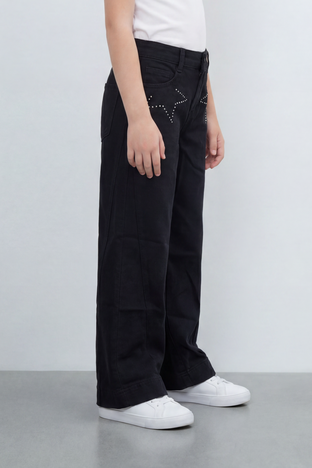 Girl's Tomato Store Stardust Pants Rhinestone Star Artwork Around The Front Pockets Washed Grain