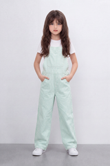 Girl's Tomato Store Stripe Utility Overalls Vertical Stripe Pattern Runs Through Washed Grain Surface Jumpsuit