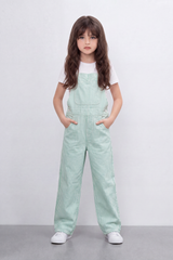 Girl's Tomato Store Stripe Utility Overalls Vertical Stripe Pattern Runs Through Washed Grain Surface Jumpsuit