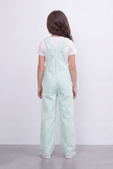 Girl's Tomato Store Stripe Utility Overalls Vertical Stripe Pattern Runs Through Washed Grain Surface Jumpsuit