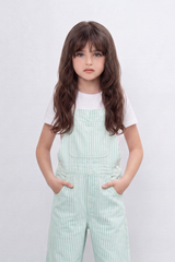 Girl's Tomato Store Stripe Utility Overalls Vertical Stripe Pattern Runs Through Washed Grain Surface Jumpsuit
