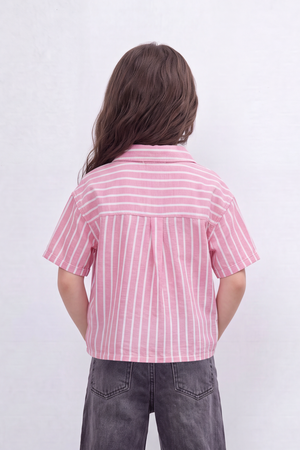 Girl's Tomato Store New York Stripe Blouse Bold Placement Typography Print Over Vertical Striped Pattern Relaxed