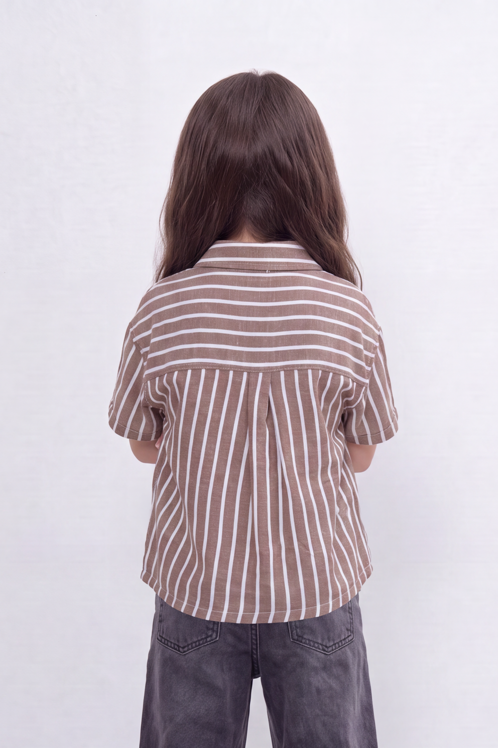 Girl's Tomato Store New York Stripe Blouse Bold Placement Typography Print Over Vertical Striped Pattern Relaxed