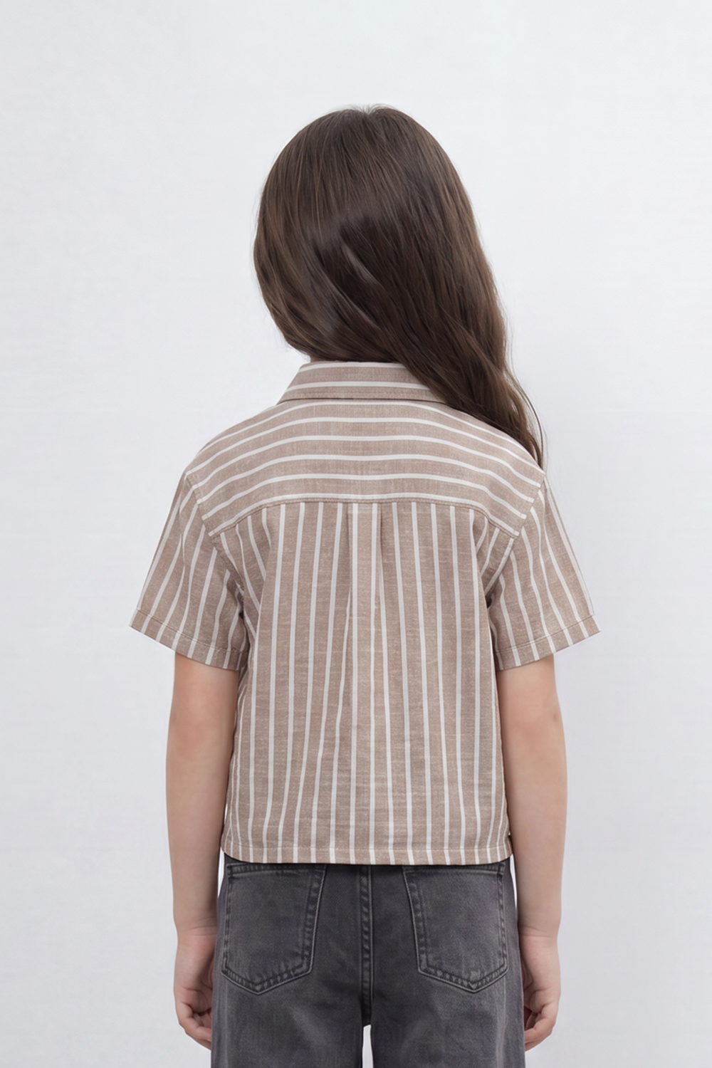 Girl's Tomato Store Butterfly Stripe Blouse Vertical Line Print Covers The Body With Raised Metallic Butterfly