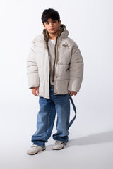Boy’s Boys Hooded Quilted Puffer Waterproof Jacket with Front Snap and Zip Closure Adjustable Drawstring Hood and Side Pockets