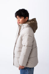 Boy’s Boys Hooded Quilted Puffer Waterproof Jacket with Front Snap and Zip Closure Adjustable Drawstring Hood and Side Pockets