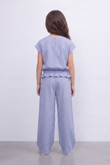 Girl's Tomato Store Geo Ripple Co-Ord Set Allover Mini Diamond Pattern Over Raised Dobby Texture Stretch Outfit