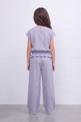 Girl's Tomato Store Geo Ripple Co-Ord Set Allover Mini Diamond Pattern Over Raised Dobby Texture Stretch Outfit