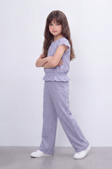 Girl's Tomato Store Geo Ripple Co-Ord Set Allover Mini Diamond Pattern Over Raised Dobby Texture Stretch Outfit