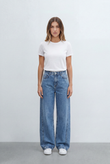 Women’s Tomato Store Relaxed Barrel Jeans Curved Wide Leg Pants Washed Denim Finish