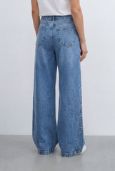 Women’s Tomato Store Relaxed Barrel Jeans Curved Wide Leg Pants Washed Denim Finish